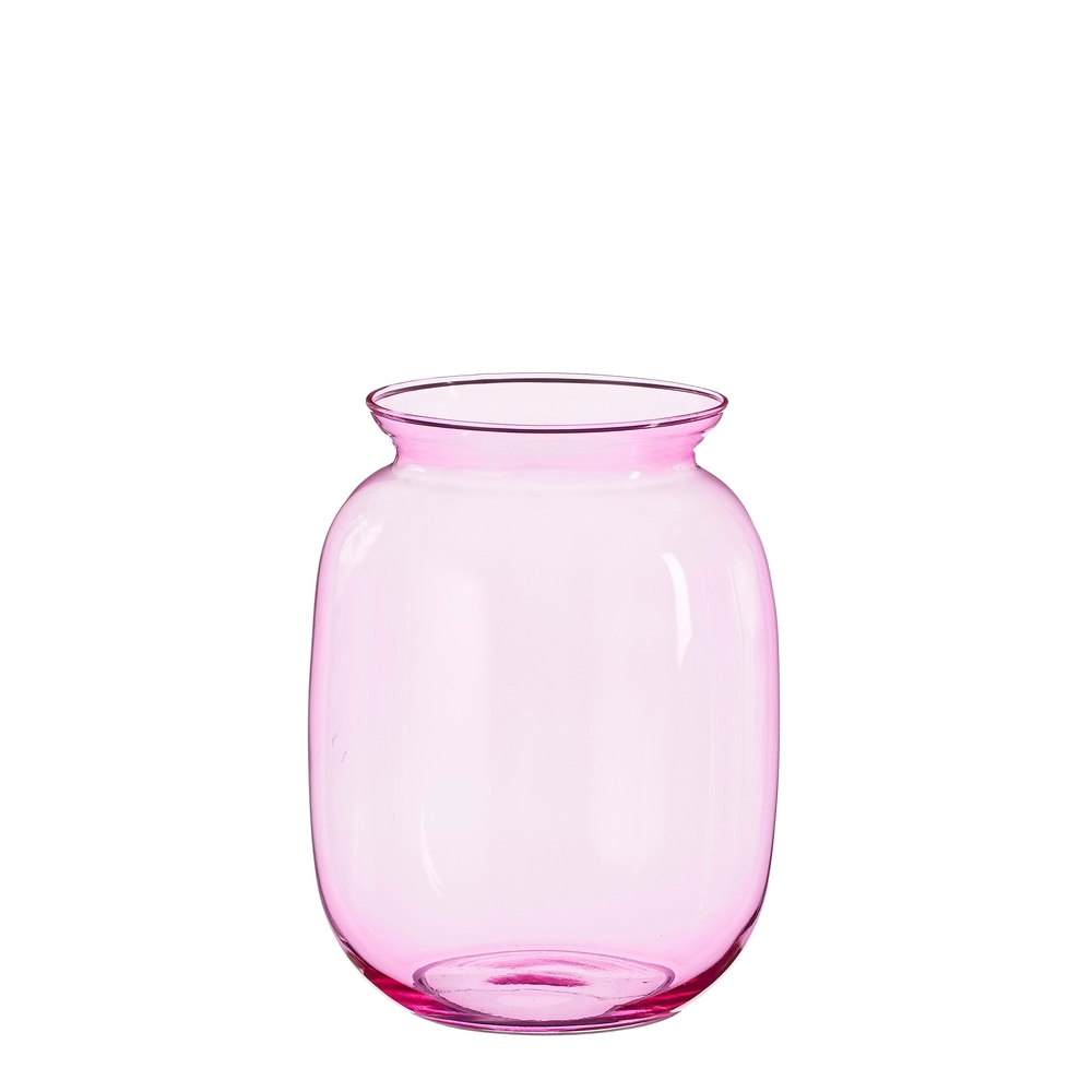 Vase Freda en verre rose H.22xD.17cm