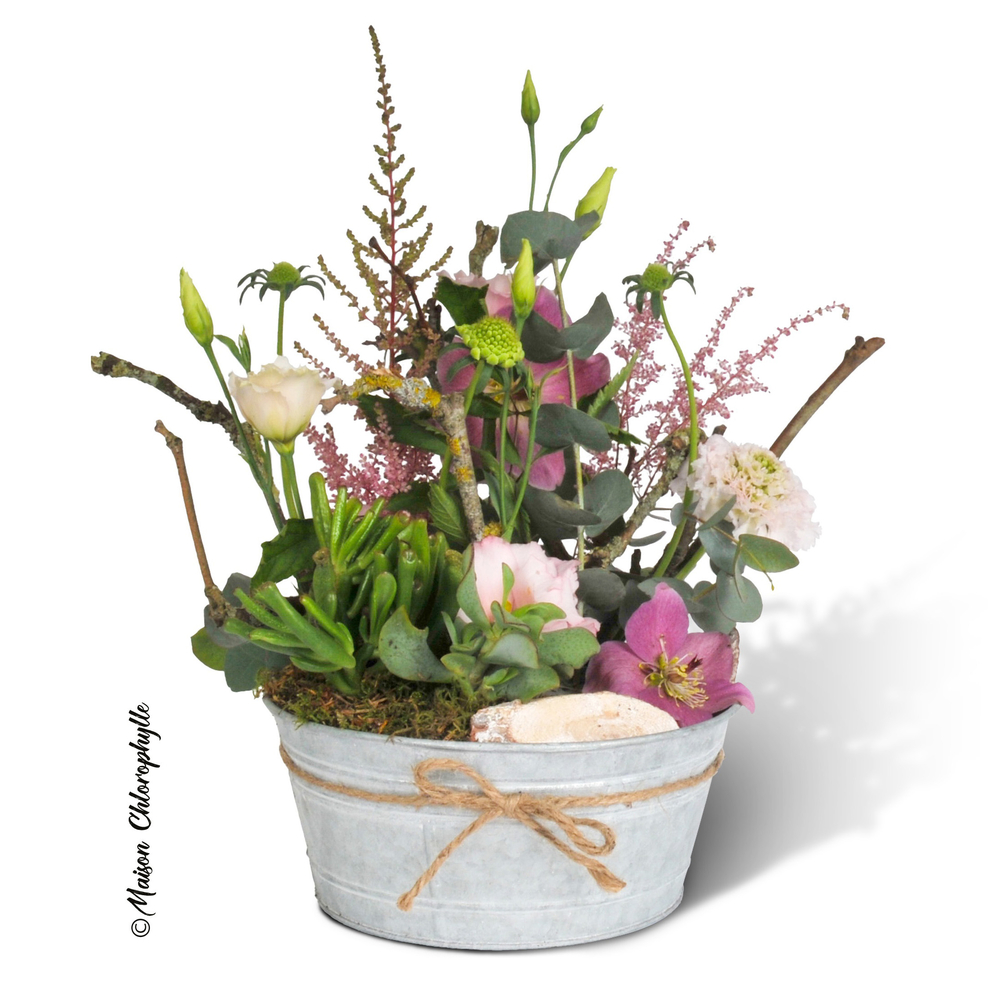 Coupe ronde en zinc avec corde D21 H.19cm