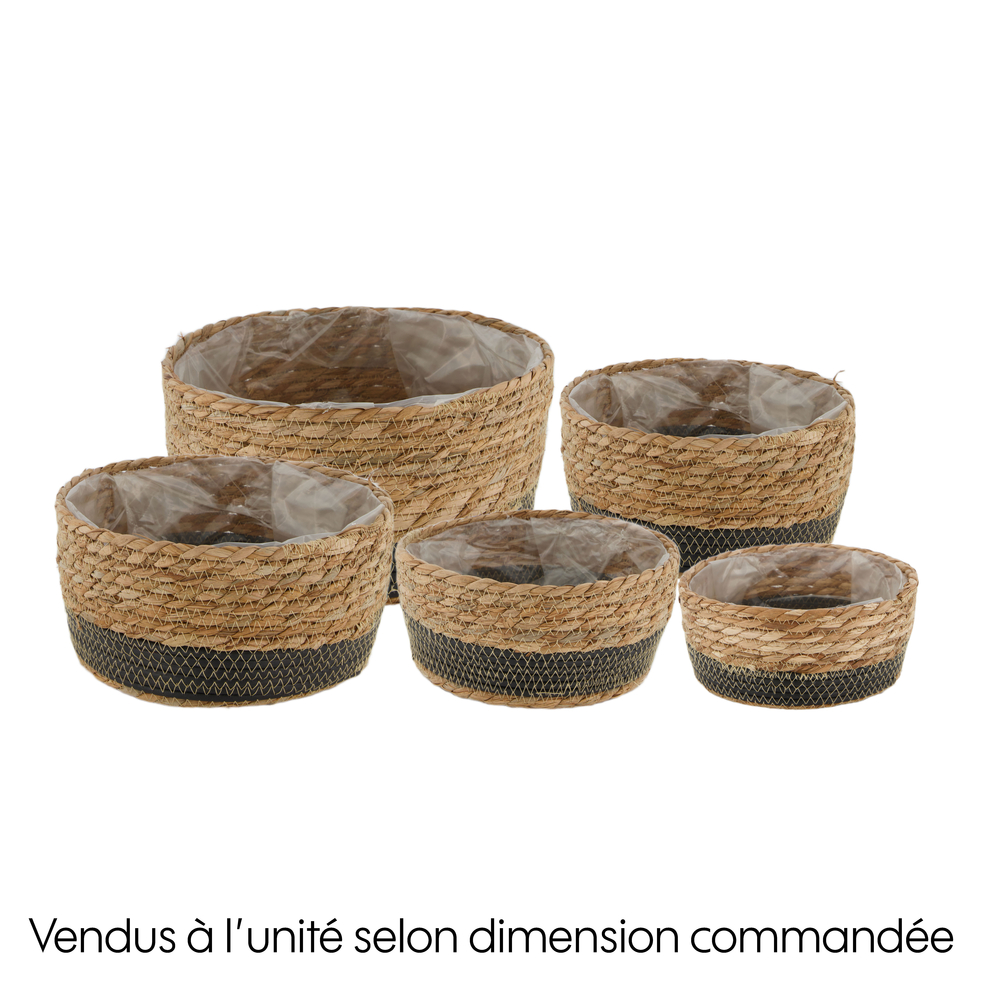 Jardinière en jonc de mer avec plastique 24x24x21cm