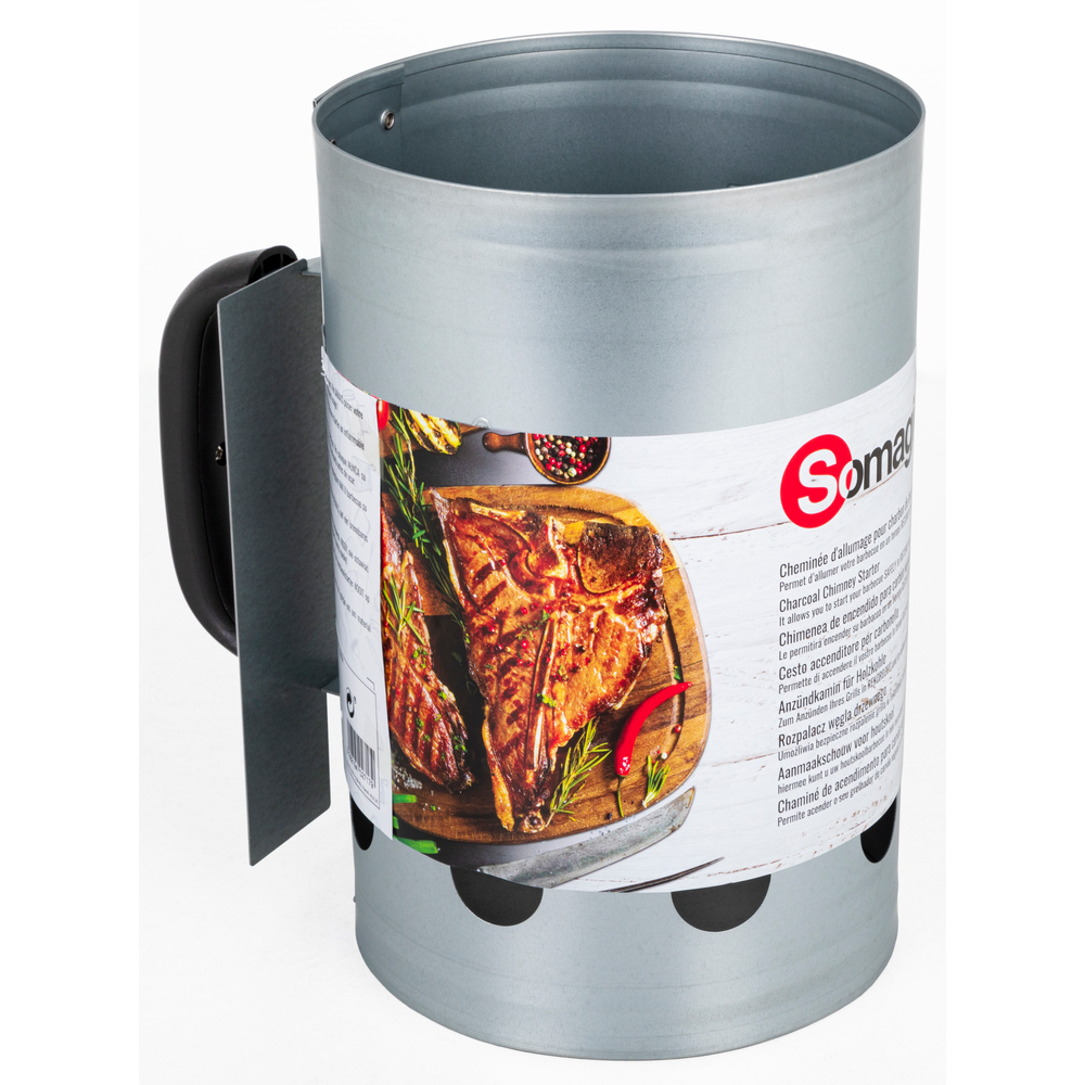 Cheminée d'allumage en acier pour barbecue à charbon de bois - D.17cm