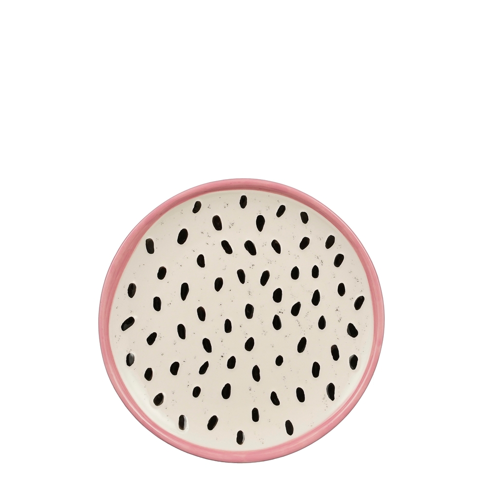 Assiette à dessert Exotica en grès design Pitaya rose - D.20,5cm 