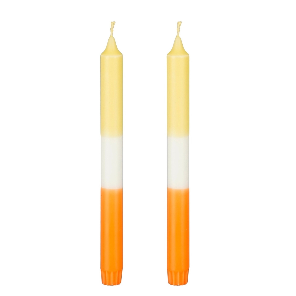 Lot 2 bougies Dip-Dye Diner Stearine oranges - H.25xD.2.2cm
