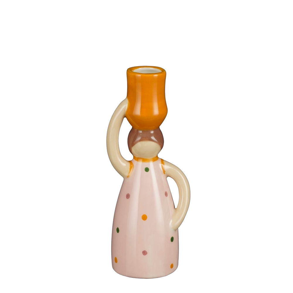 Bougeoir ocre - H.20xD.7cm