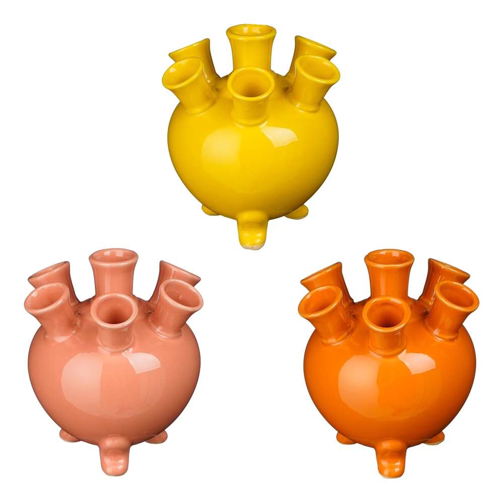 Vase Tulipo H.18.5xD.17cm - 3 coloris possibles rose, orange ou jaune