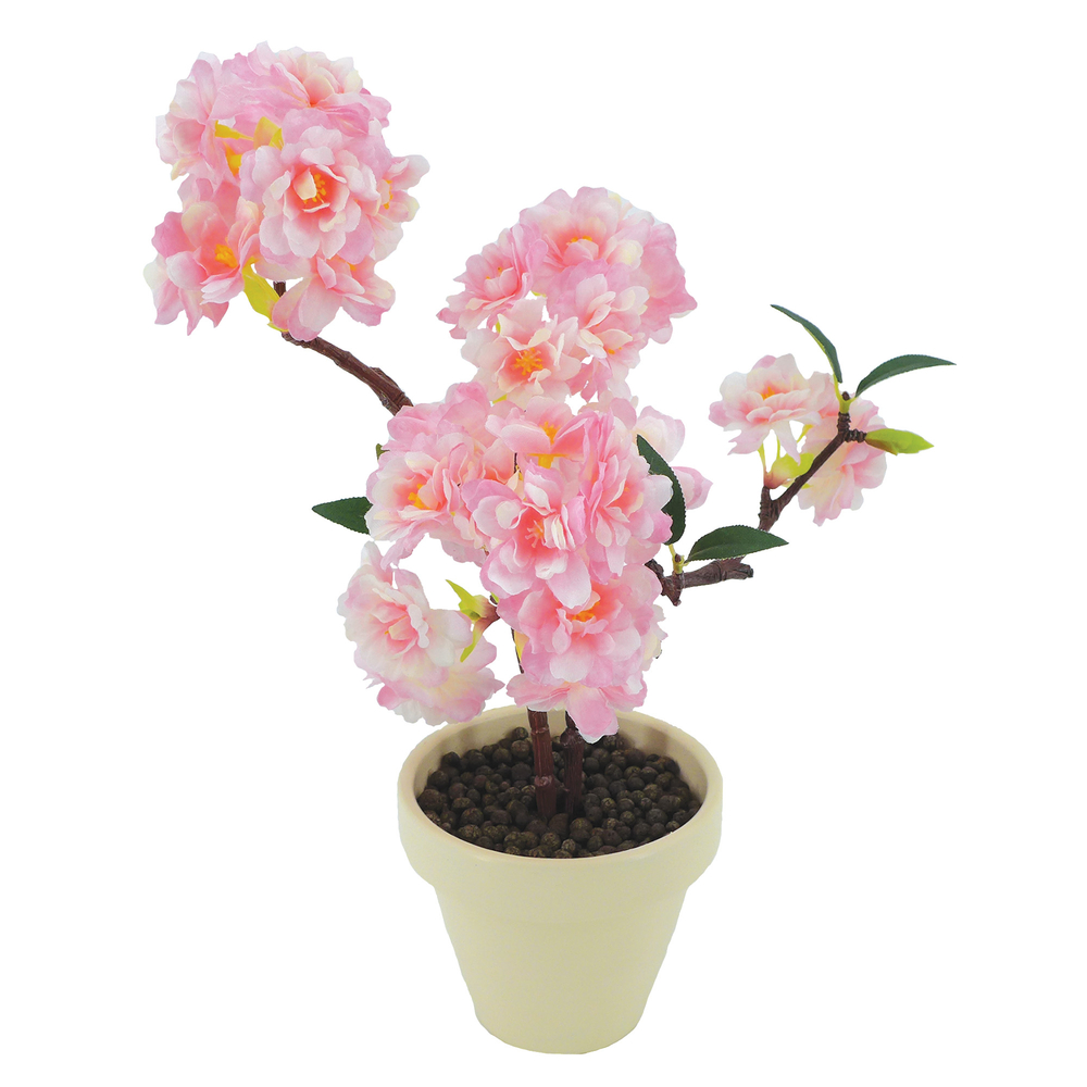 Fleurs artificielles - roses coloris rose en pot terre cuite H.37