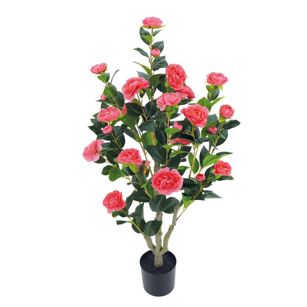 Fleurs artificielles - camelia coloris saumon en pot H.102cm