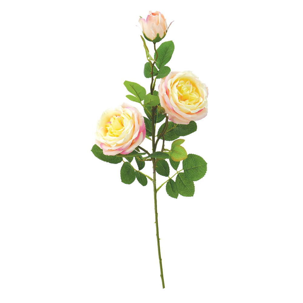 Fleur artificielle tige de rose coloris rose crème H.74cm