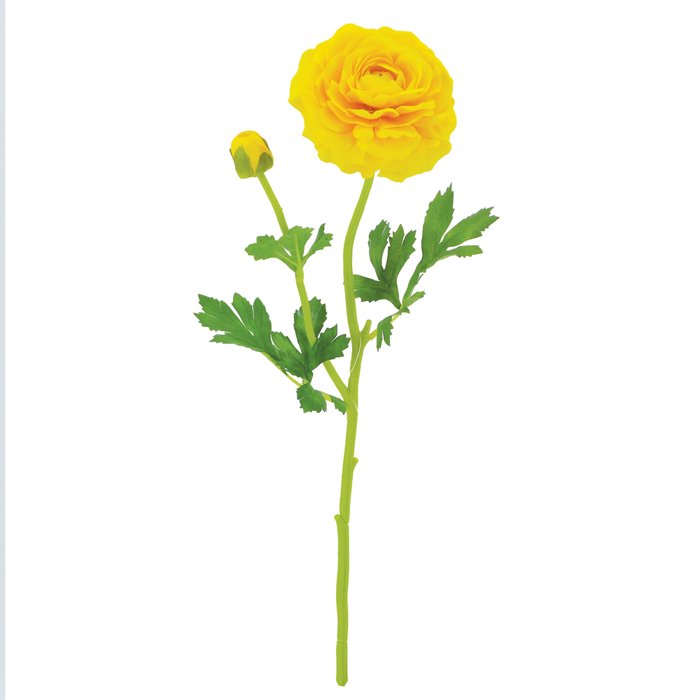 Fleur artificielle tige de renoncule jaune H.61cm