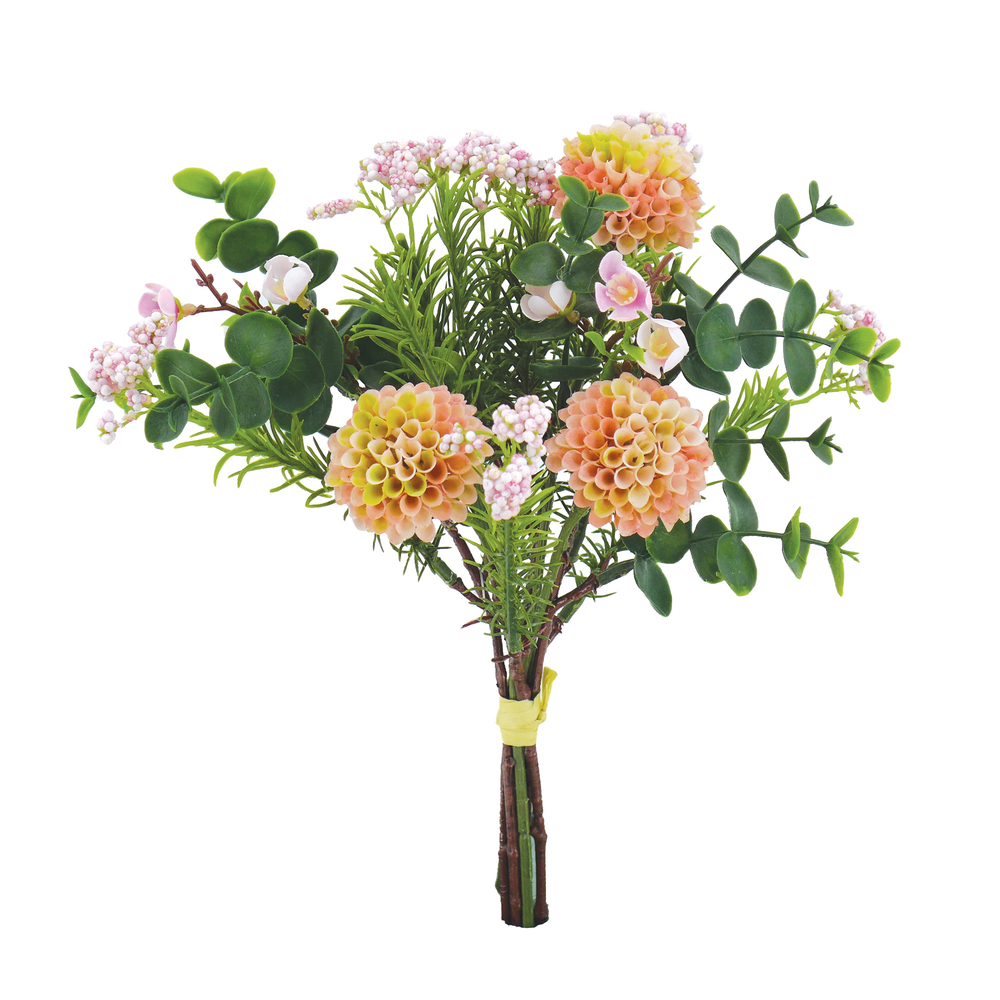 Fleurs artificielles - bouquet rose dahlias, graminées, fleurs H.32cm