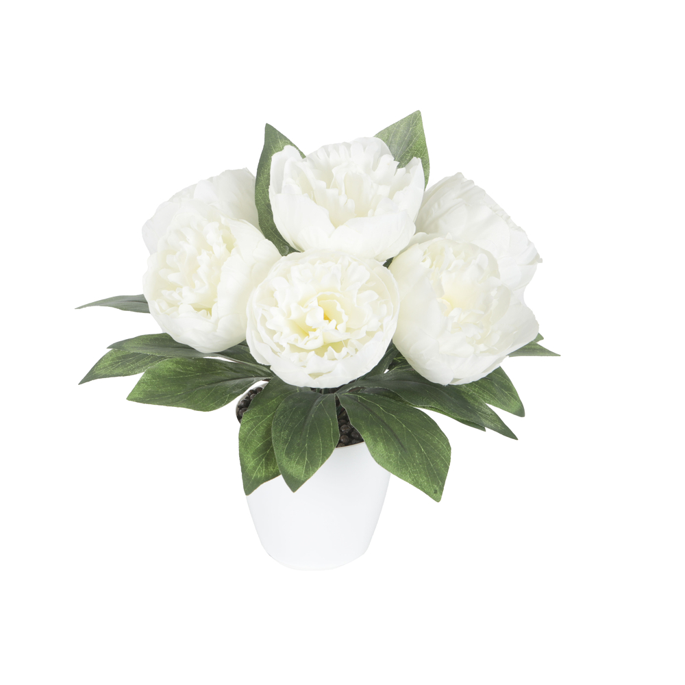 Fleurs artificielles - pivoines blanches en pot H.26 D.27cm