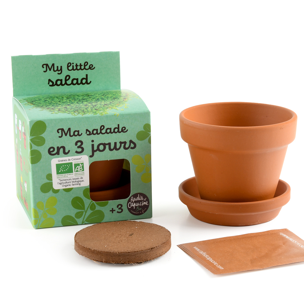 Kit de plantation pot en terre cuite Cresson bio - D.8cm