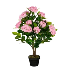 Hortensia artificiel en pot, coloris rose H.85xD.50cm