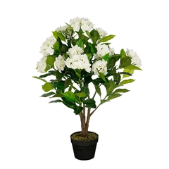 Hortensia artificiel en pot, coloris blanc H.85xD.50cm