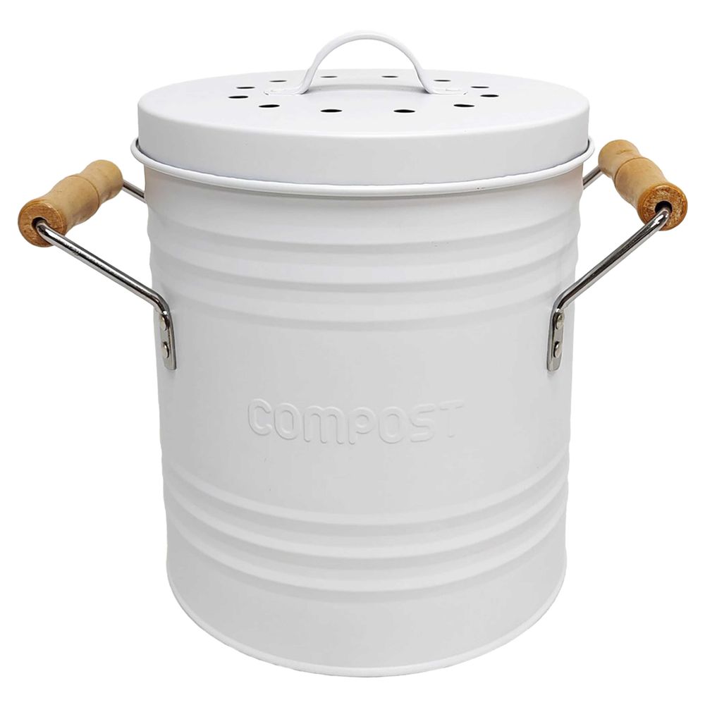 Poubelle à compost M6 en métal avec couvercle et poignées - 4L