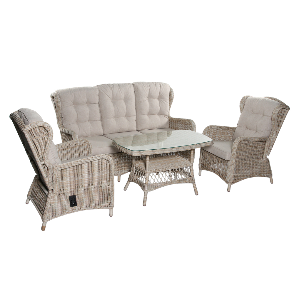 Salon de jardin en aluminium et résine collection EOS beige - 4 pièces