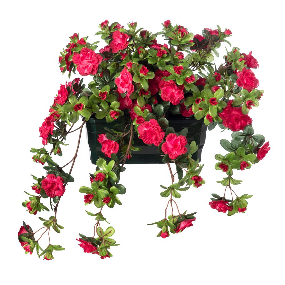 Composition artificielle, coloris fuchsia : jardinière 90x80xH.36cm