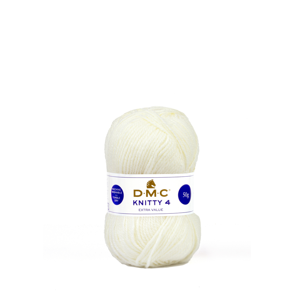 Pelote Knitty 4 en acrylique, coloris blanc 812 - 50g
