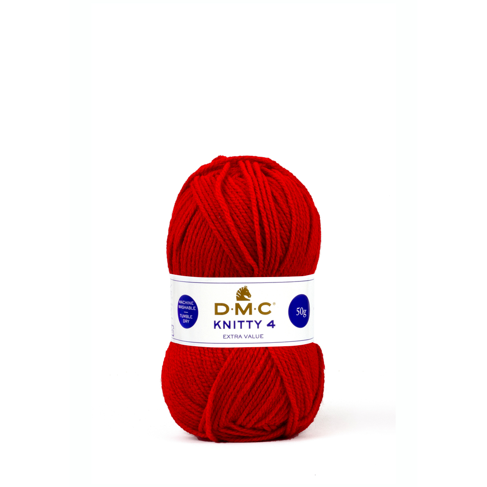 Pelote Knitty 4 en acrylique, coloris rouge 698 - 50g