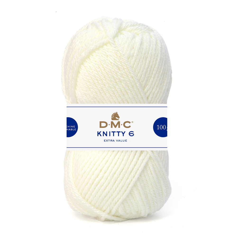 Pelote Knitty 6 en acrylique, coloris blanc 812 - 100g