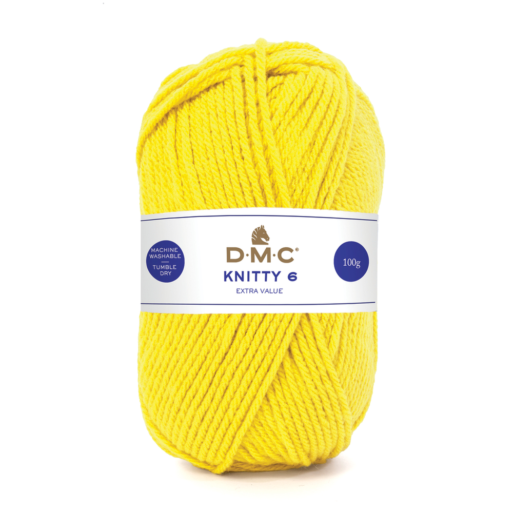 Pelote Knitty 6 en acrylique, coloris jaune 819 - 100g