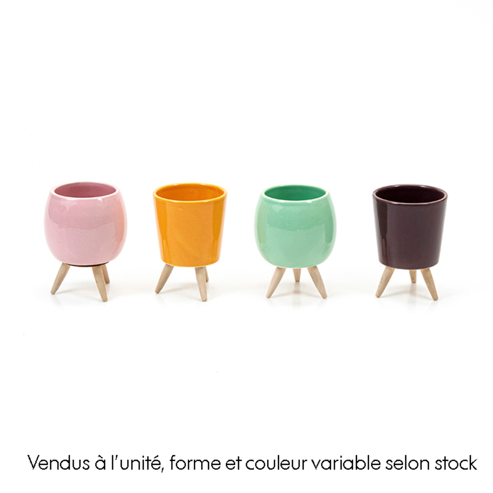 Cache-pot sur trépied, plusieurs coloris disponibles - D.8cm