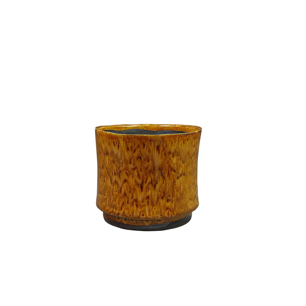 Cache-pot Nolan, en métal, coloris caramel - D.17xH.15cm