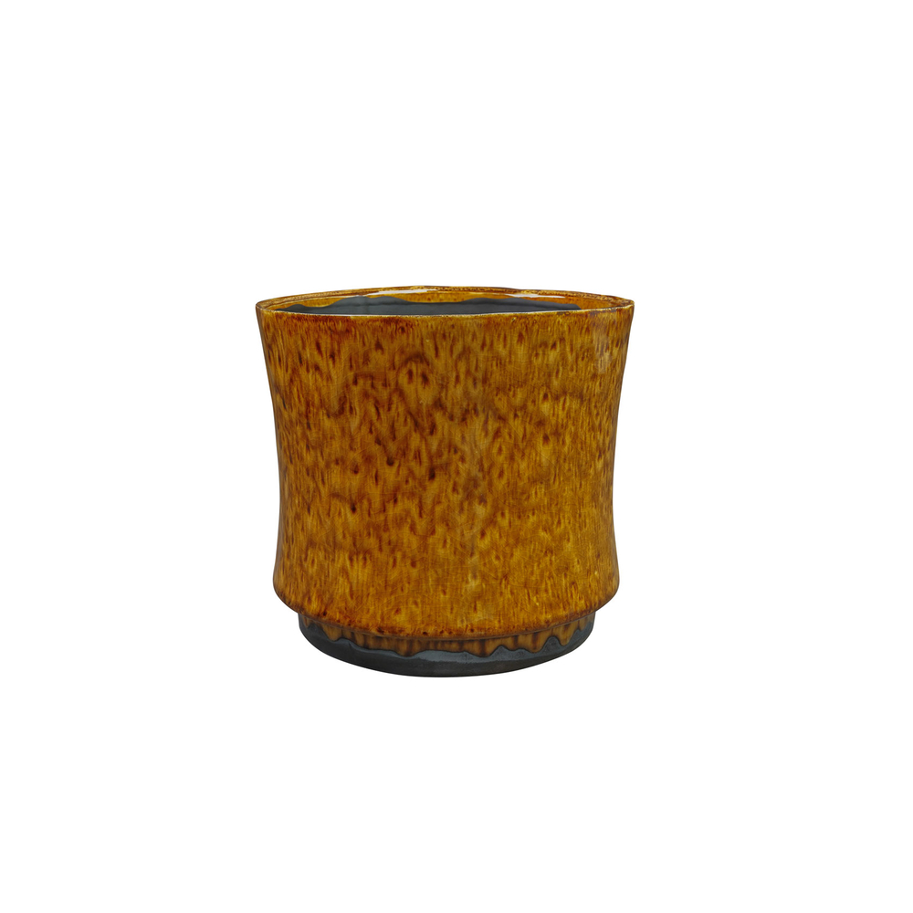 Cache-pot Nolan, en métal, coloris caramel - D.21xH.20cm