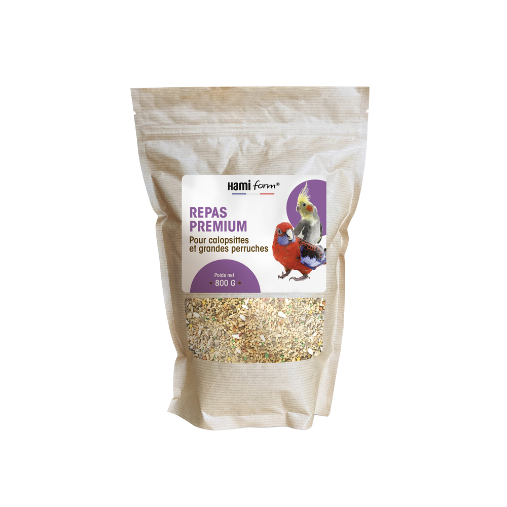 Repas premium pour calopsittes et grandes perruches 800 g
