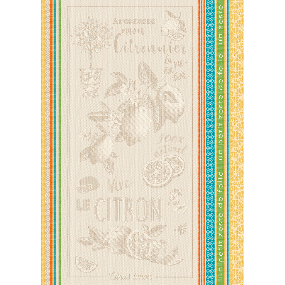 Torchon jacquard en coton : Zeste, coloris mixte - L.70xl.50cm