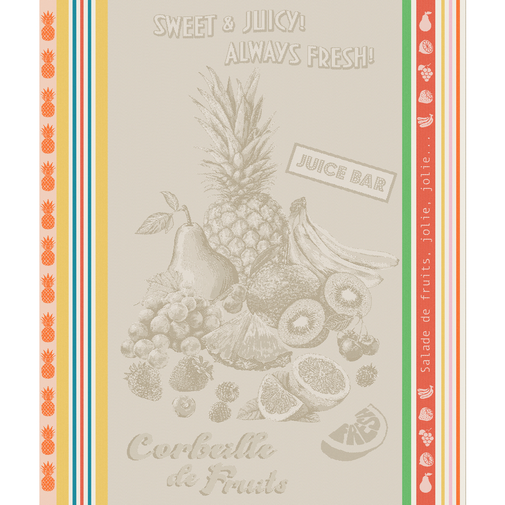 Torchon jacquard en coton : Tutti frutti, coloris mixte - L.70xl.50cm