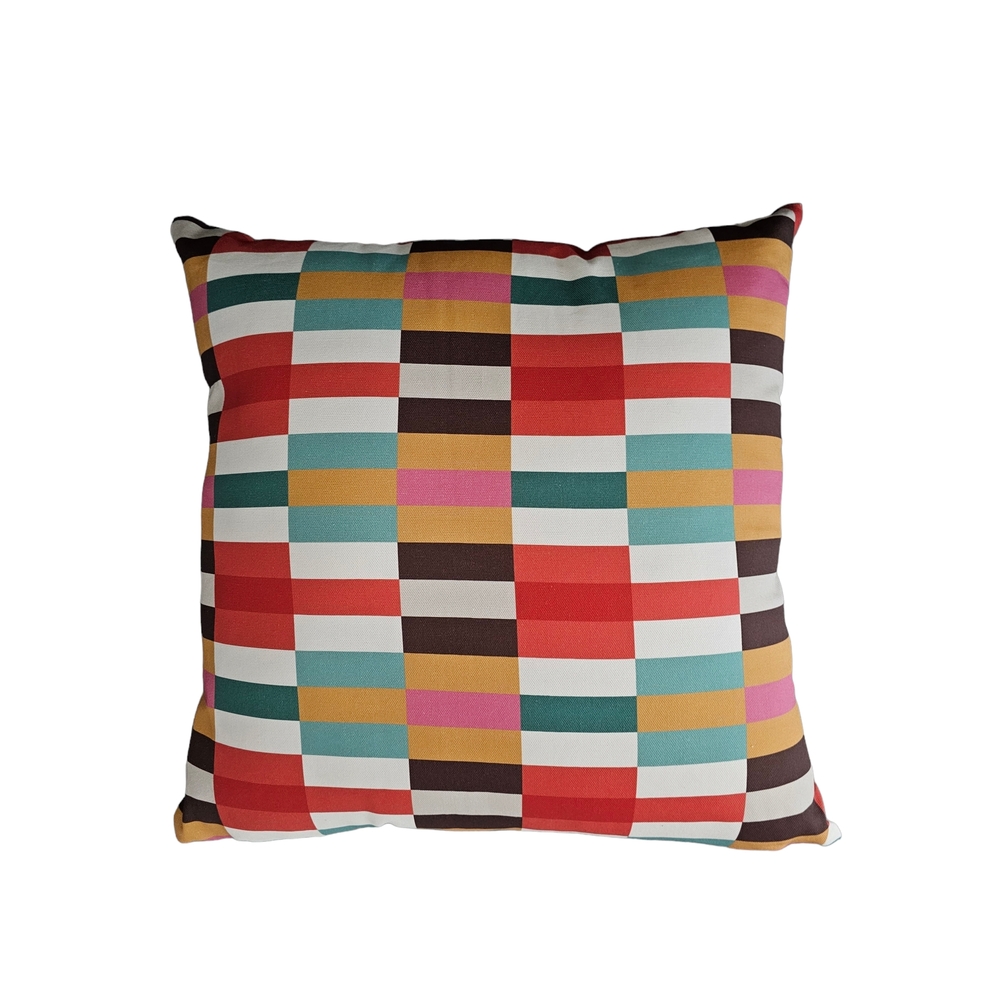 Coussin Porto marron rouge en coton 45X45cm