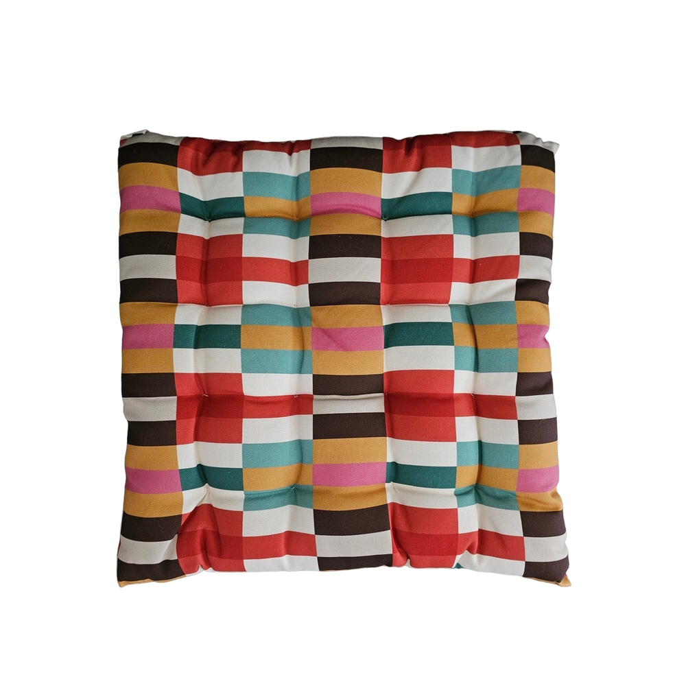 Galette de chaise en coton Porto coloris marron rouge 40x40cm