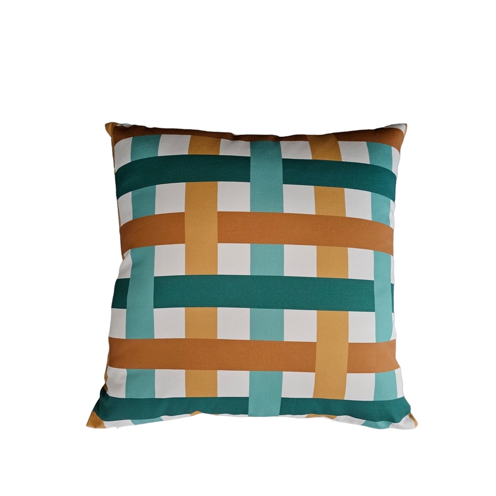 Coussin en coton Caro, motif carreaux menthe 45X45cm
