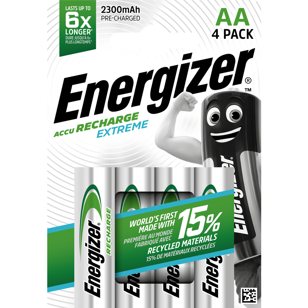 Pack de 4 piles rechargeables AA/HR06 Energizer Extreme