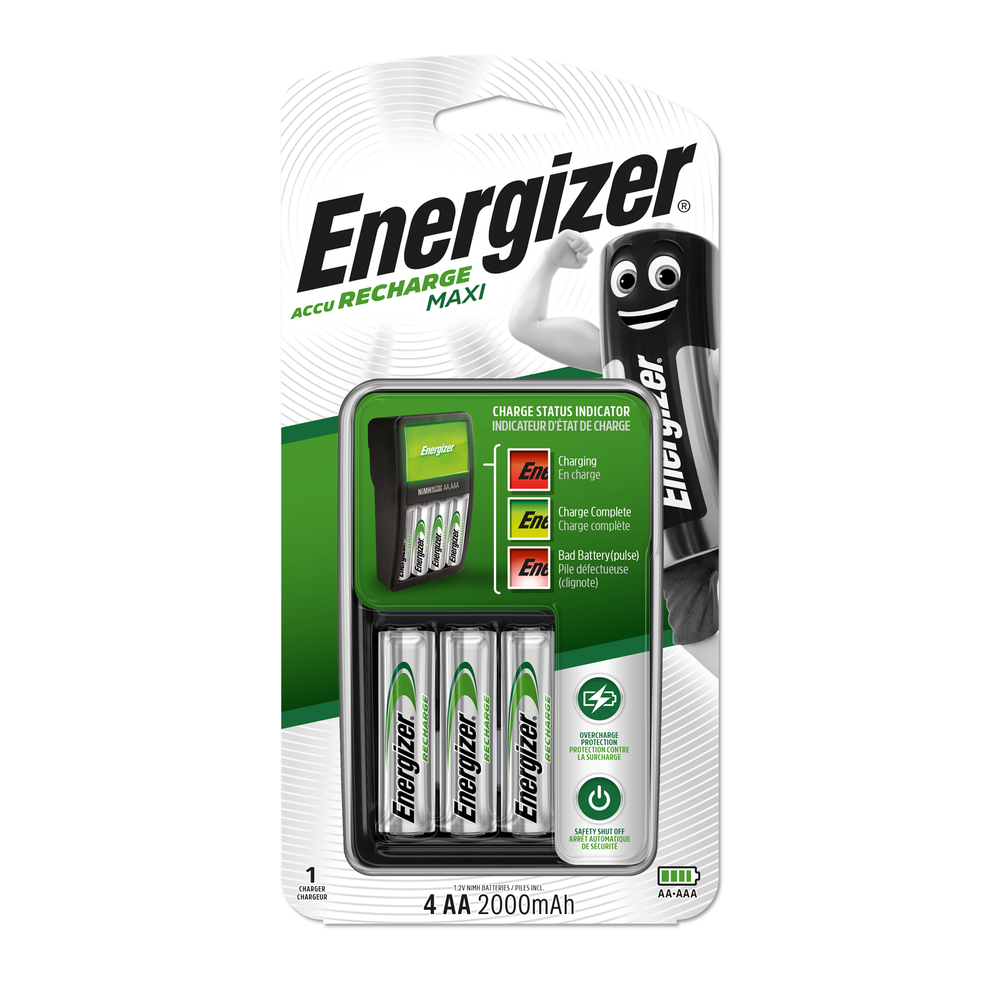 Chargeur de pile Energizer pour piles AA et AAA - 4 piles AA incluses