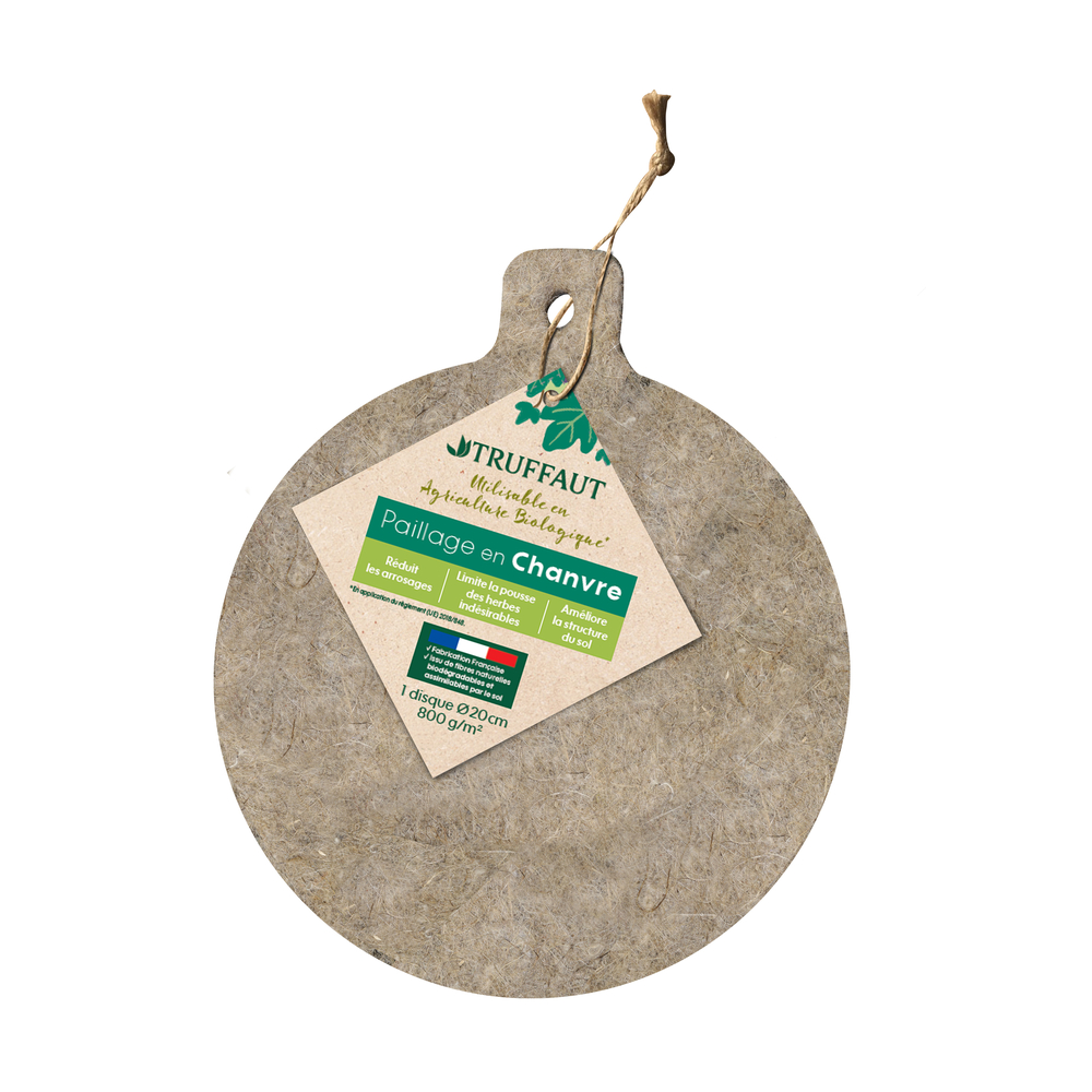 Disque de paillage en chanvre pour jeune plant 800g/m² - D.20cm