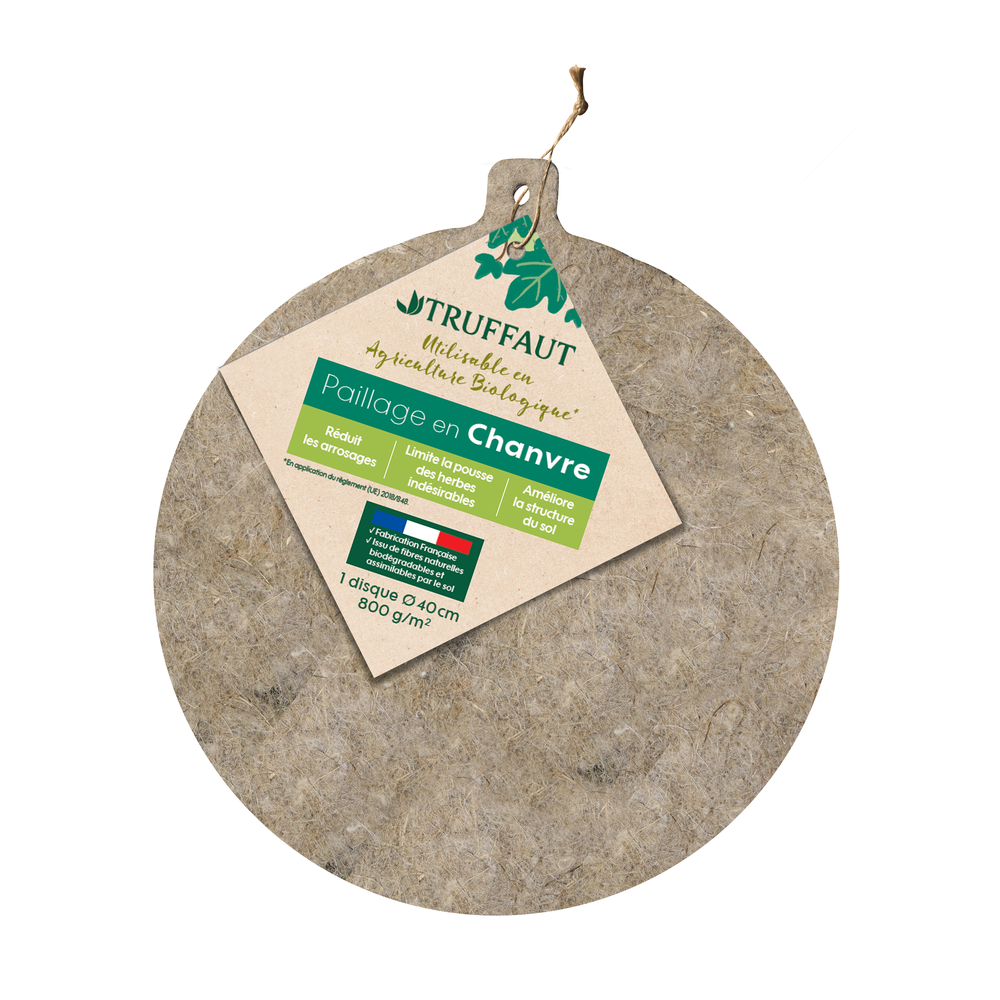 Disque de paillage en chanvre pour jeune plant 800g/m² - D.40cm