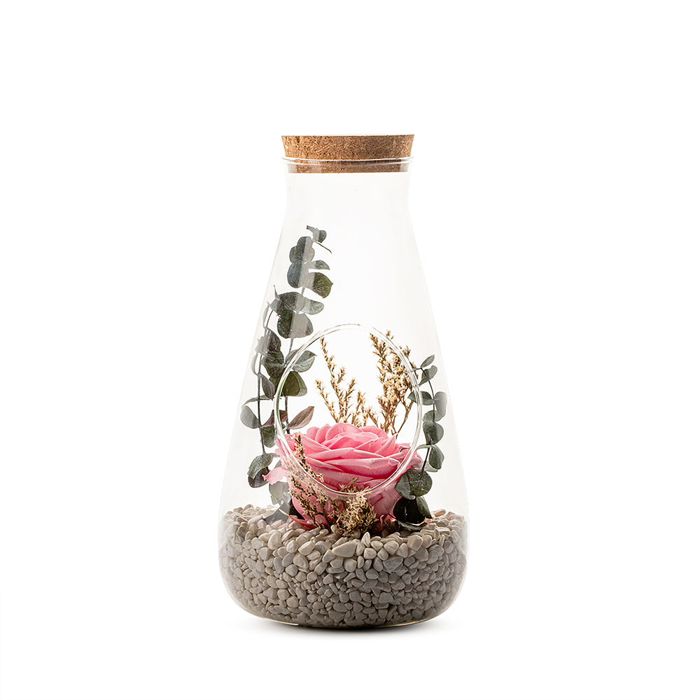 Verrine Labo Rose pastel l éternelle pour décoration d'intérieur