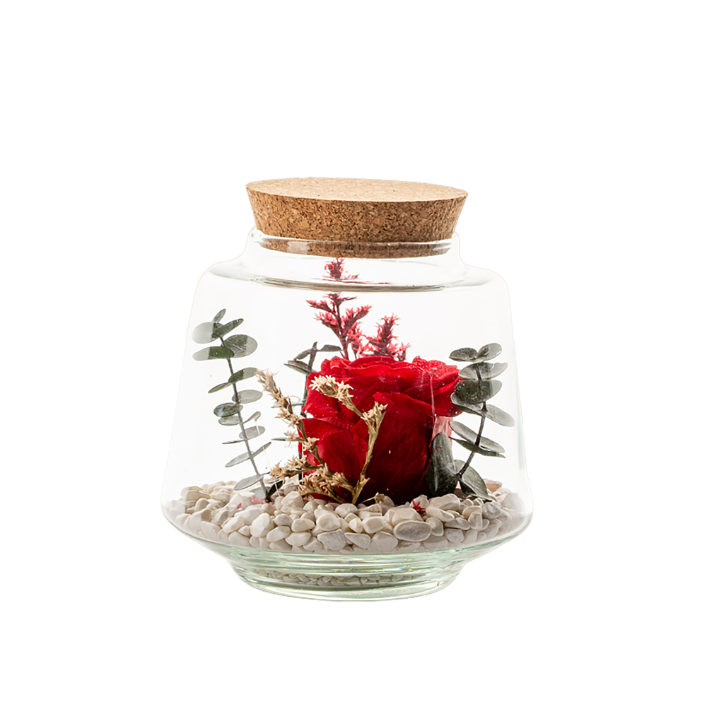 Verrine Izumi en verre, rose rouge stabilisée - taille M 