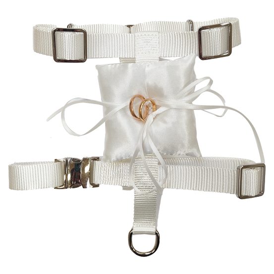 Harnais cérémonie porte anneaux pour chien blanc M
