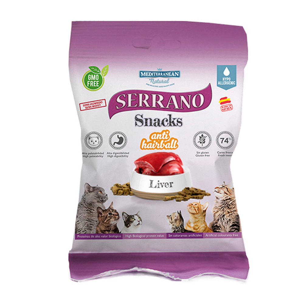 Friandises, Snacks Serrano anti-boules de poils Foie pour chat 50 gr