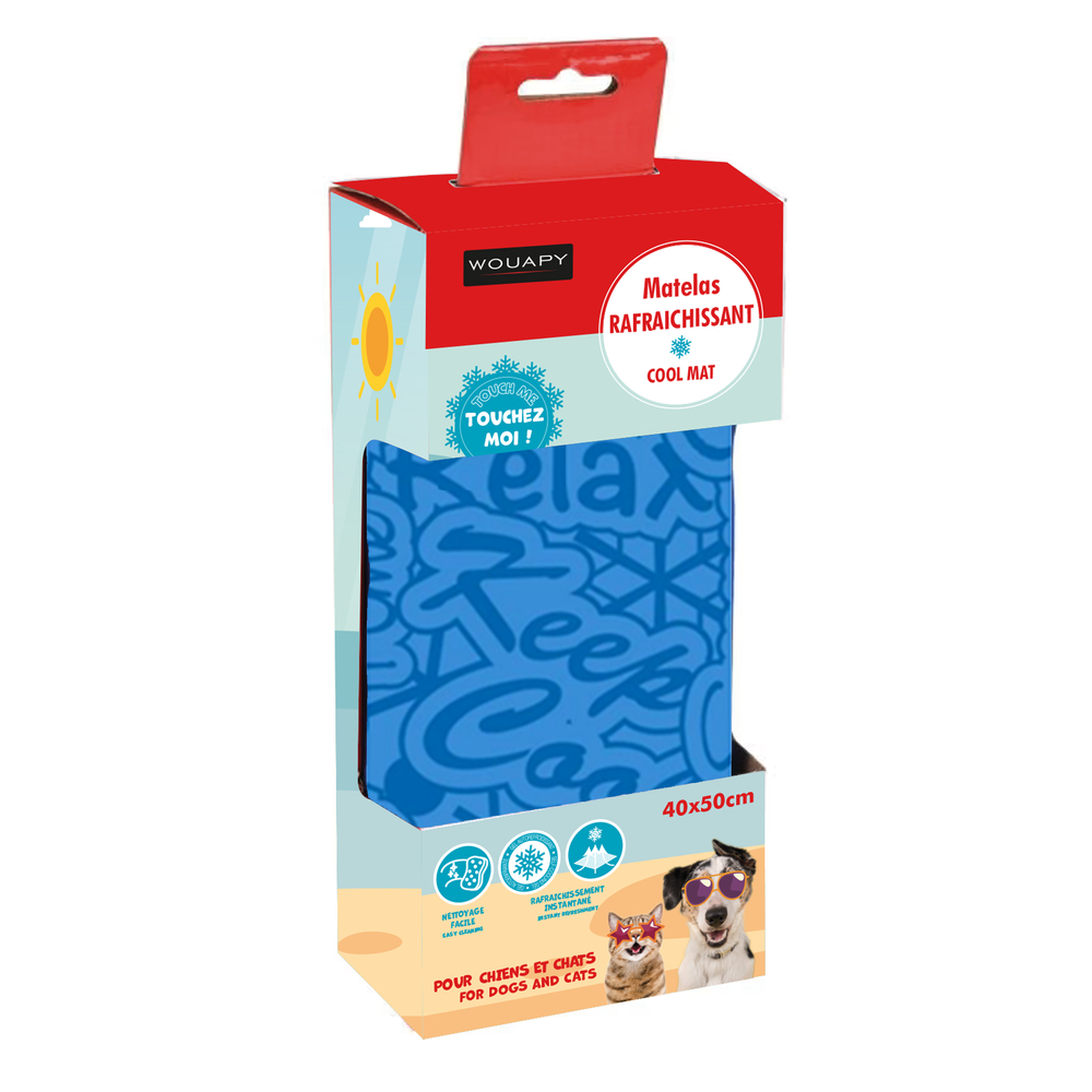 Matelas rafraîchissant pour chien et chat bleu L.65xl.50xH.3,5 cm