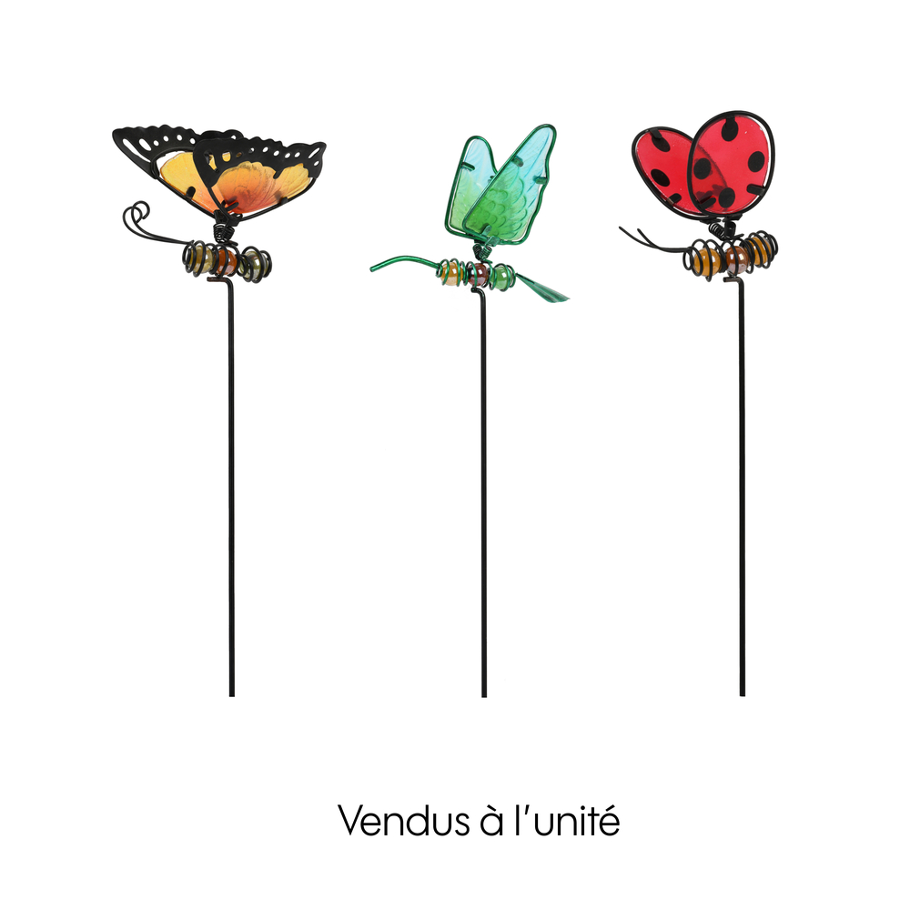 Personnage mobile sur pic, en métal et verre - H.38,5cm