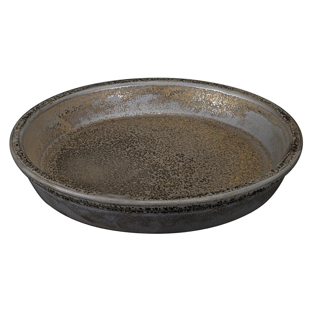 Soucoupe en terre cuite émaillée, coloris anthracite - D.17cm