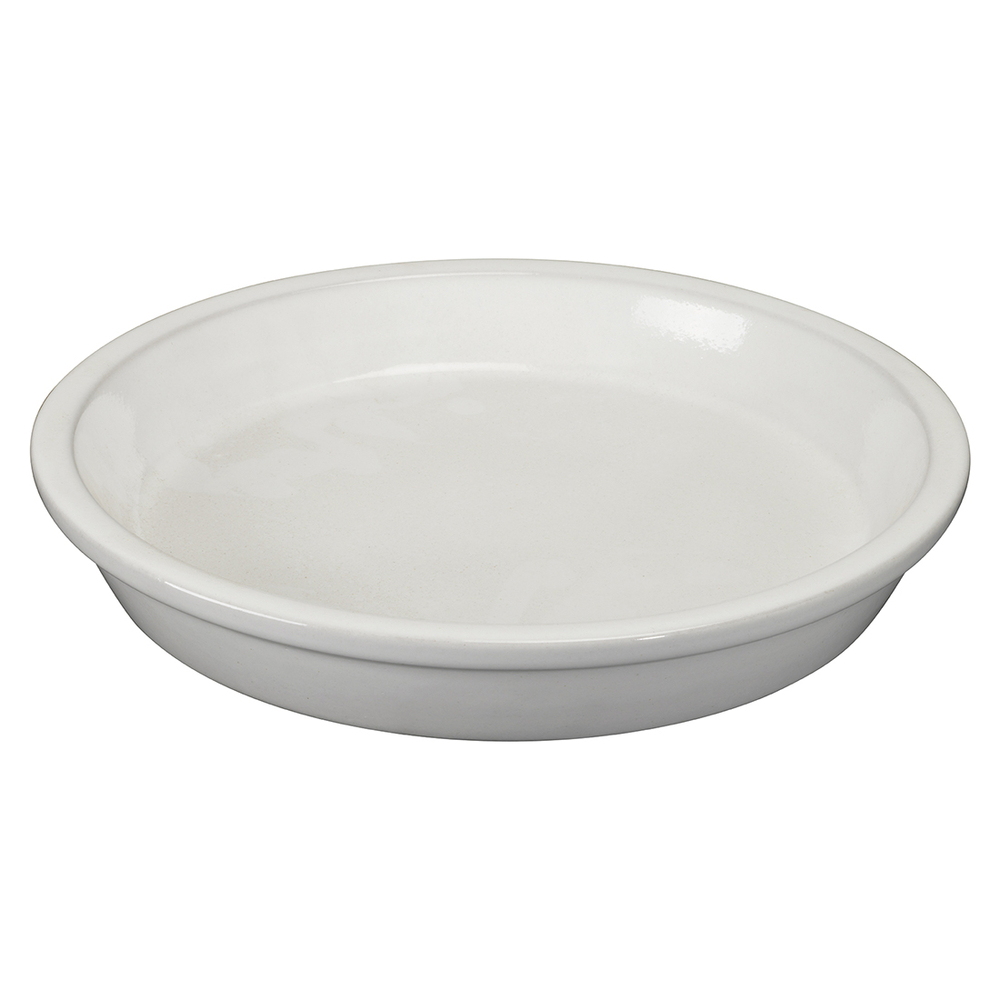 Soucoupe en terre cuite émaillée, coloris flocon - D.27cm