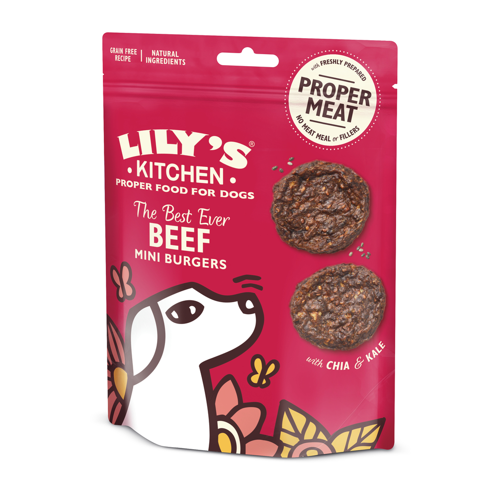 Friandises Lily's Kitchen mini burgers au boeuf pour chien 70 g 