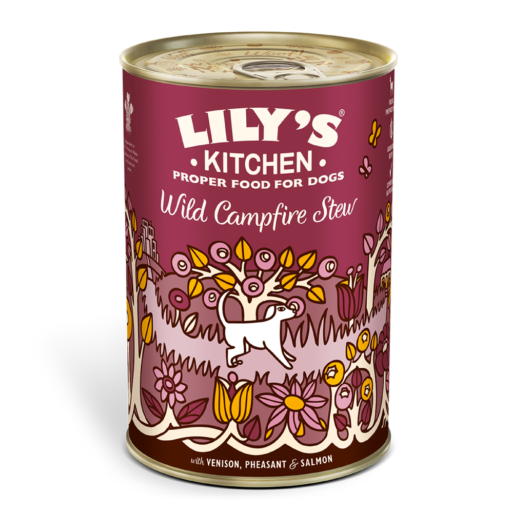 Pâtée Lily's Kitchen ''Wild campfire stew'' pour chien 400g