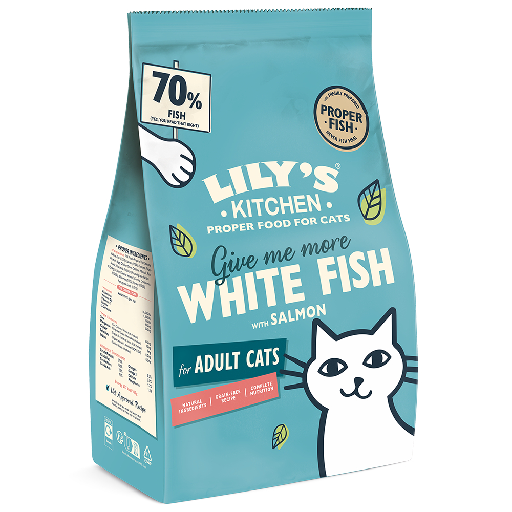 Croquettes au poisson blanc de saison et au saumon pour chat 2kg