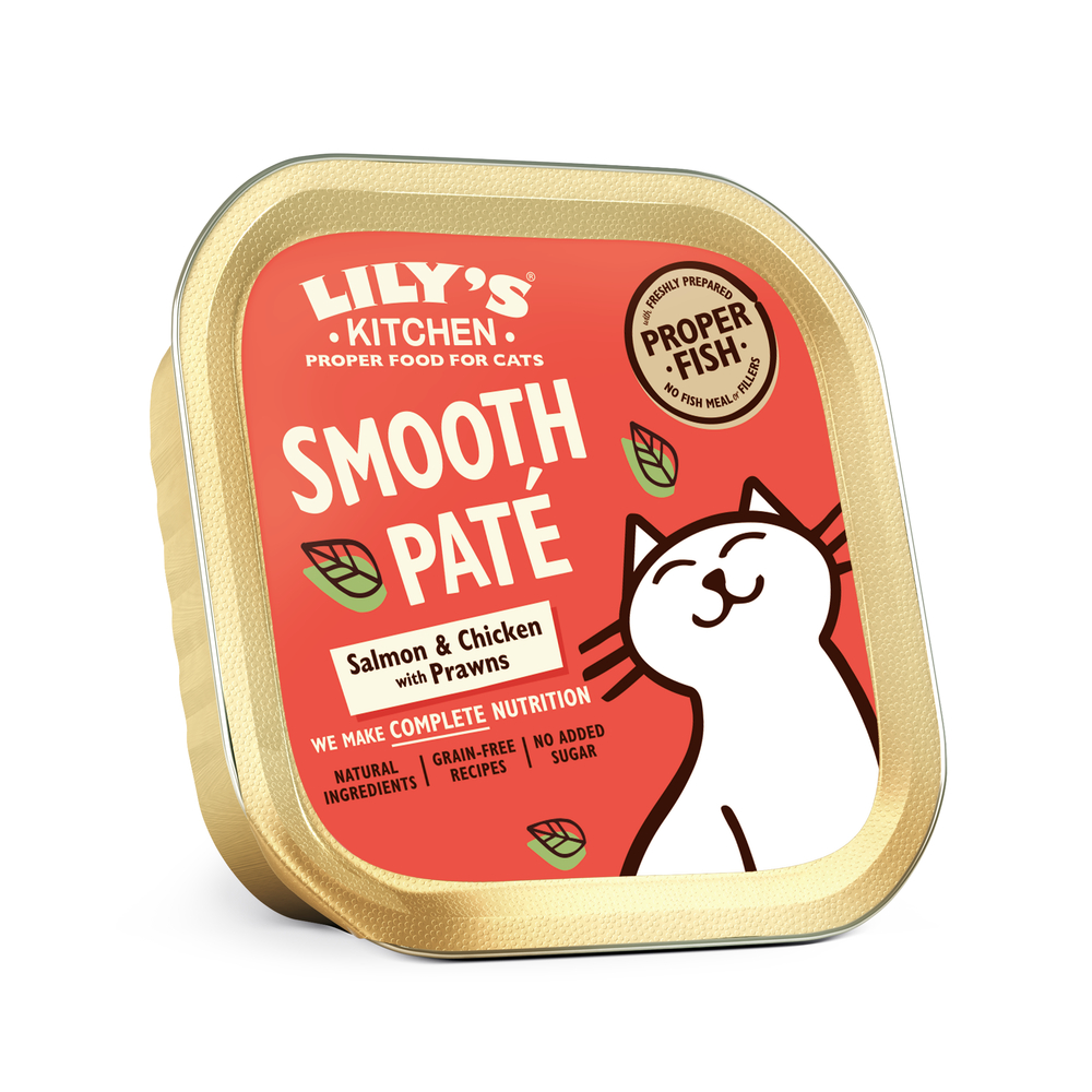 Pâtée au saumon, au poulet avec des crevettes pour chat 85g