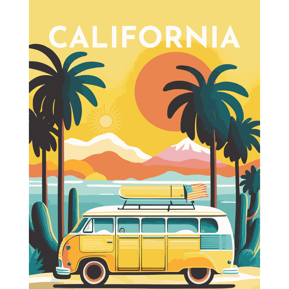 Kit de peinture par numéro 'Vintage Californie' - L.50xl.40cm